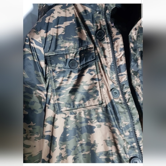 U.S. POLO ASSN | Army Green Camouflage Zip-up & Buttoned Size Small Hooded Coat - Picture 3 of 16